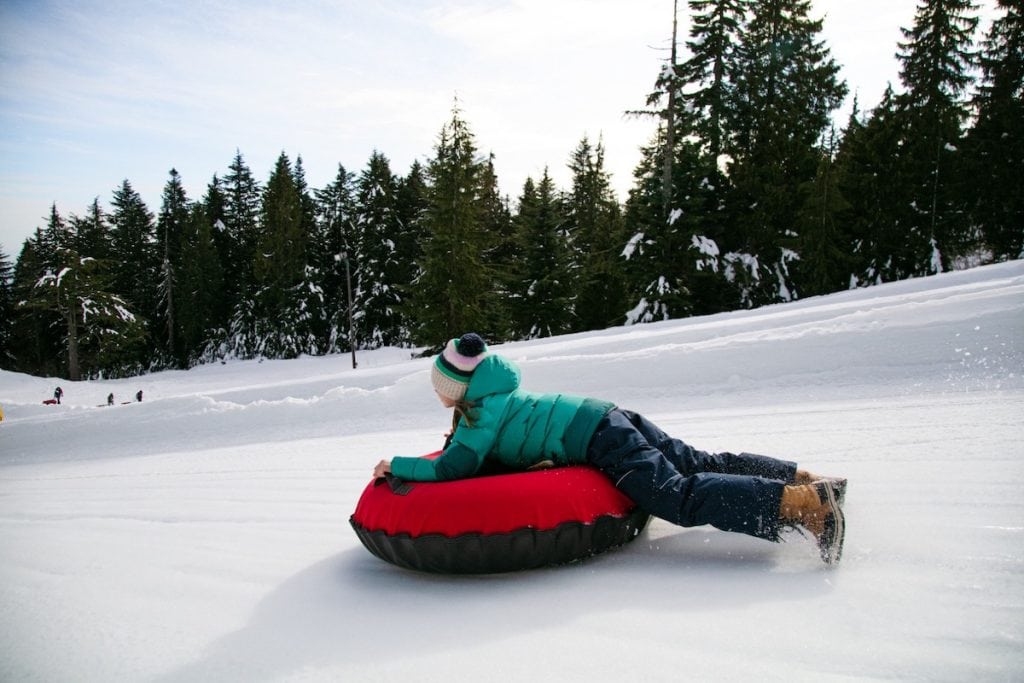 Tubing is a great thing to do in Vancouver in winter.