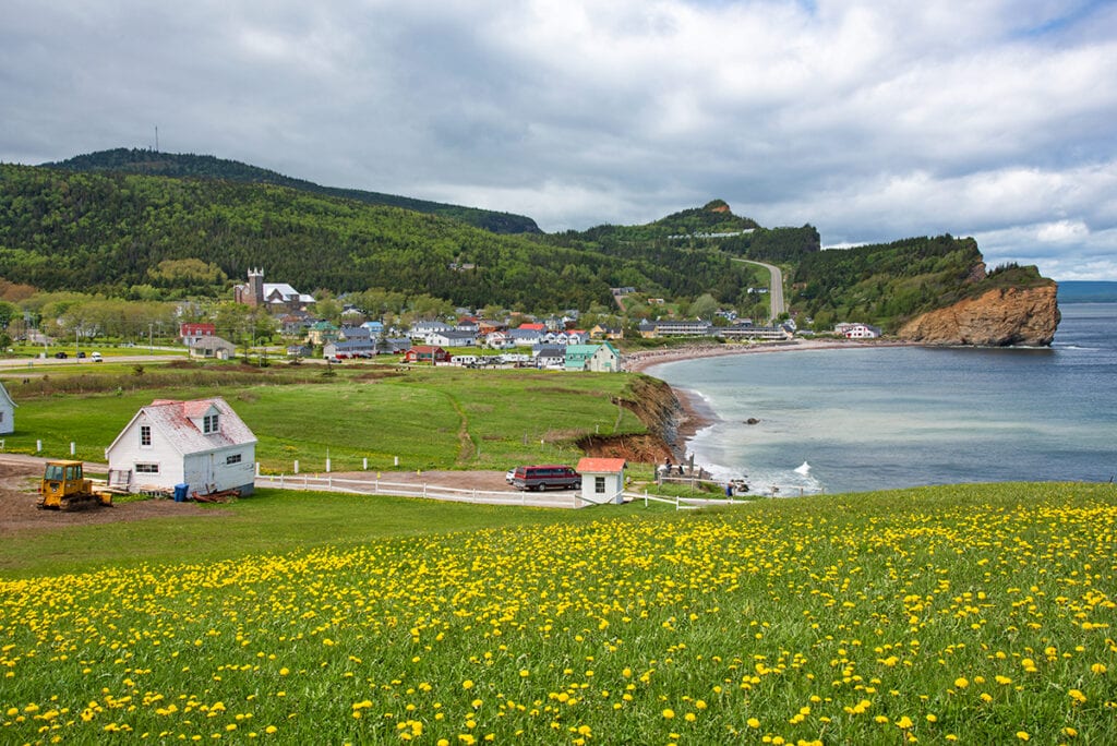 Town and waterfront of Perce, Quebec.