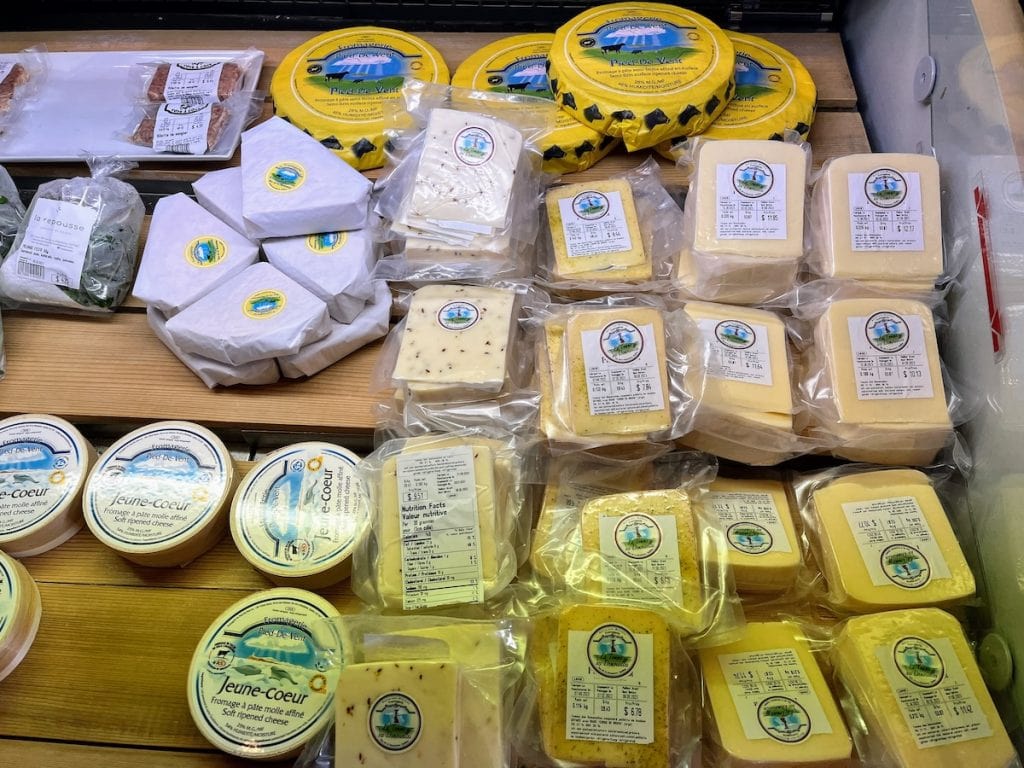 Trying cheese on the Magdalen Islands.