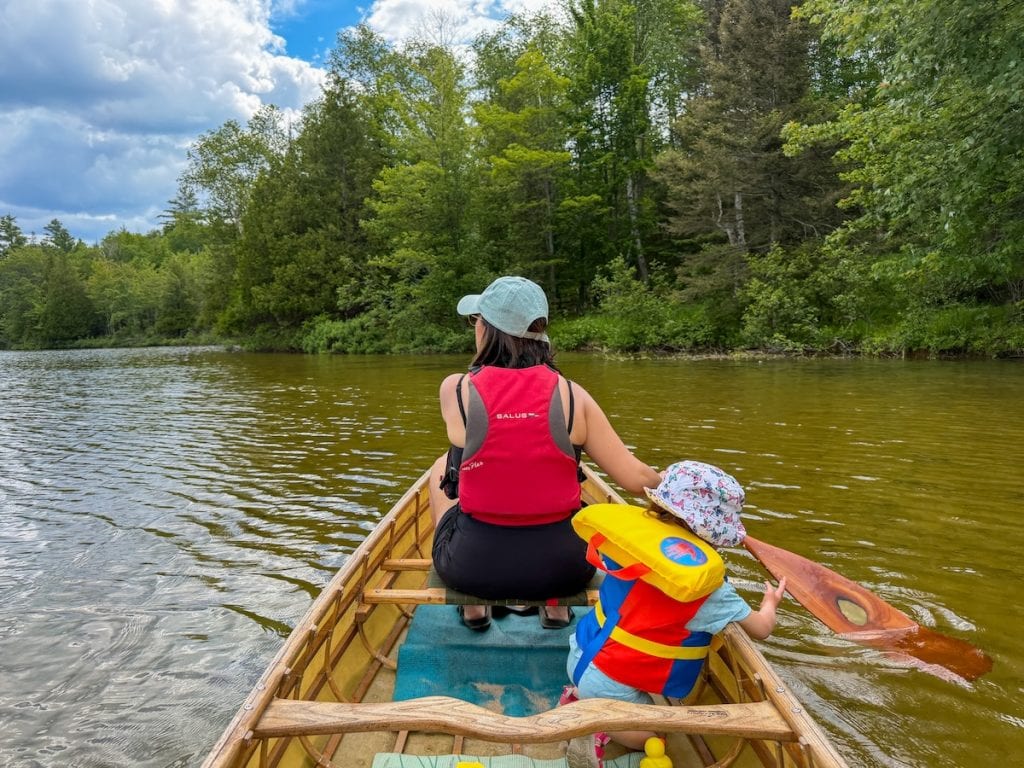 Canoeing on Trout Lake in North Bay, Ontario.