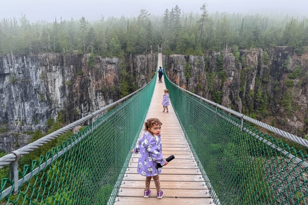 Our toddlers braving Canada's longest suspension bridge.