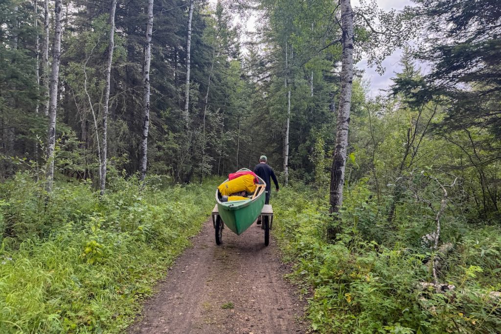 Canoe carts and portaging at Lac La Biche Canoe Circuit.