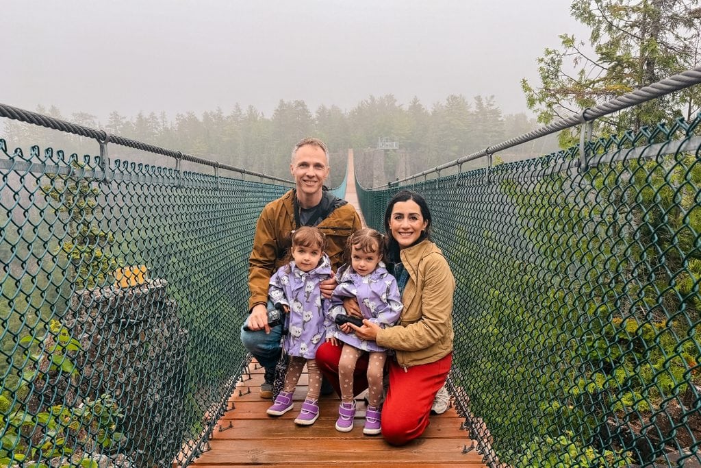Crossing Canada's longest suspension bridge in Ontario.